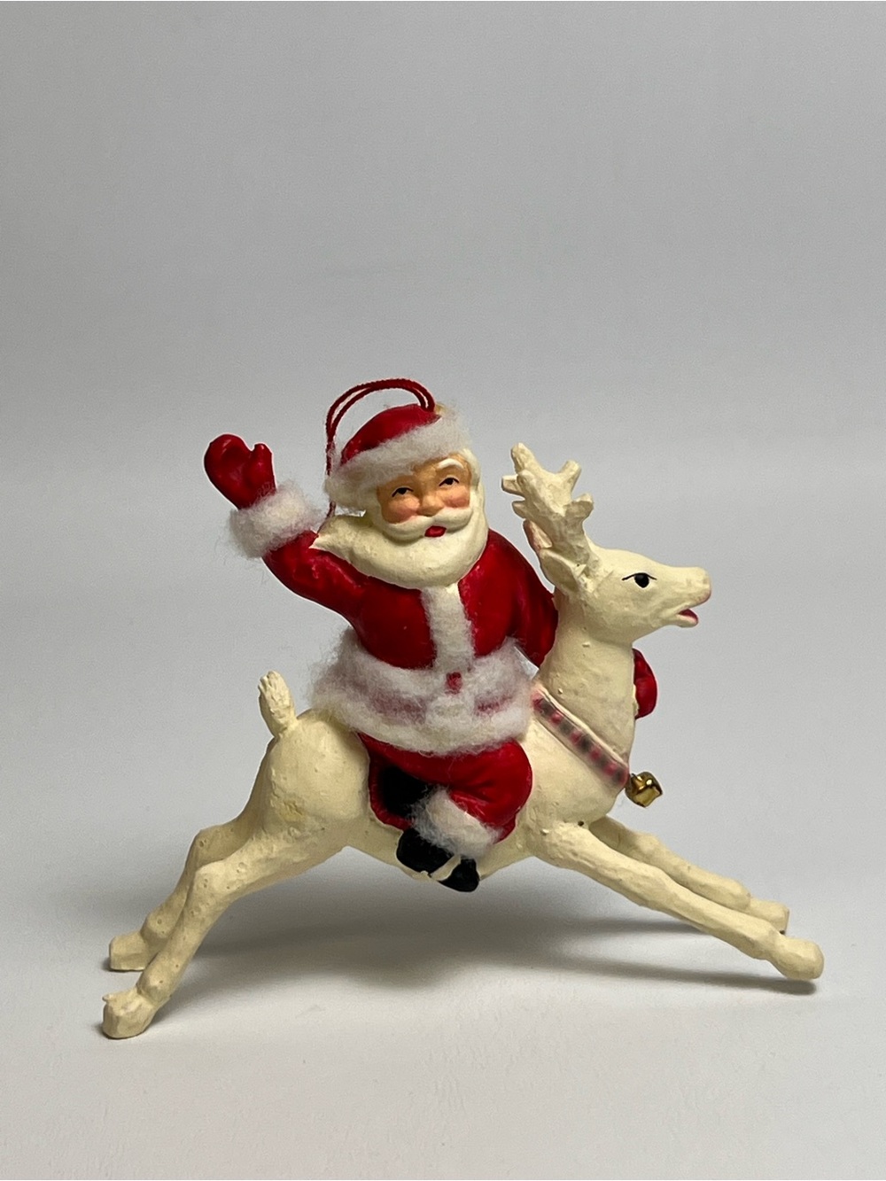 Seasons of Cannon Falls Plastic Santa Riding Reindeer Christmas Ornament